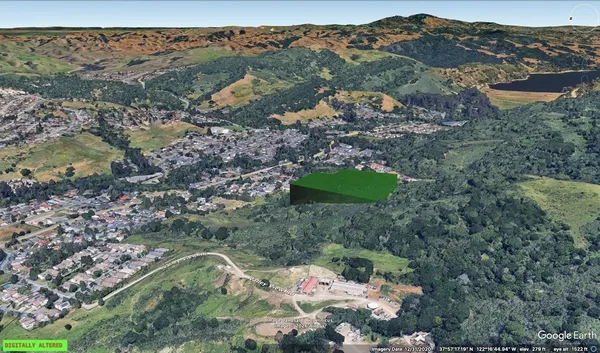 an aerial view of mountain with trees