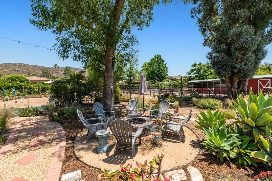 14725 Espola Road Poway, CA 92064 - Photo 41 of 50 a view of a patio with table and chairs and potted plants