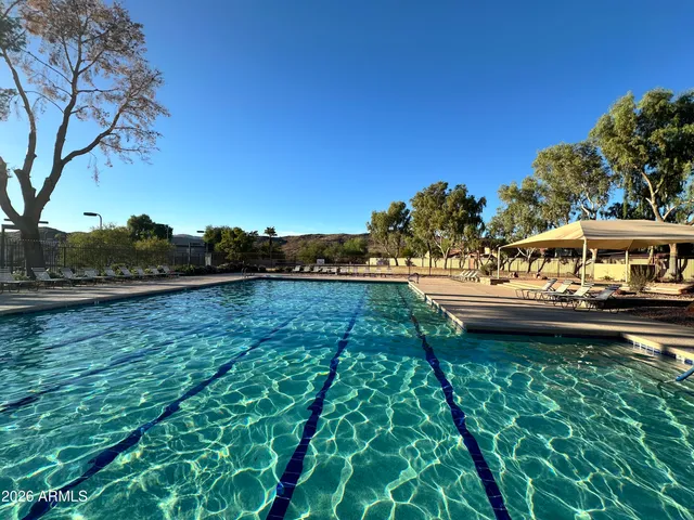 a view of swimming pool from a yard