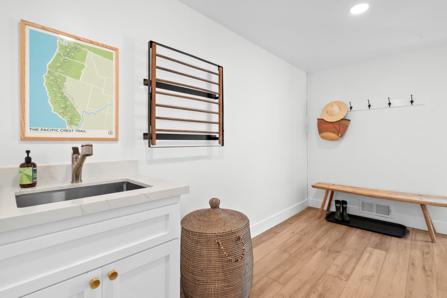 409 Townsend Drive Aptos, CA 95003 - Photo 20 of 43 a bathroom with a sink and a mirror