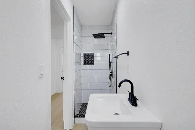 a bathroom with a shower