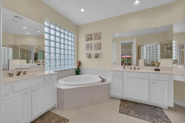 a bathroom with bathtub