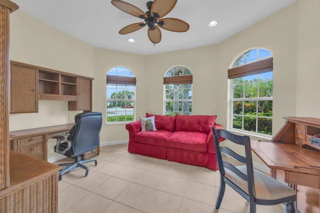 a workspace with furniture