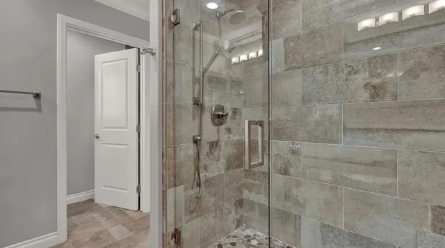 a bathroom with a shower