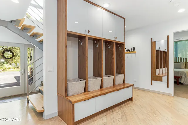 a view of lobby with furniture and large window