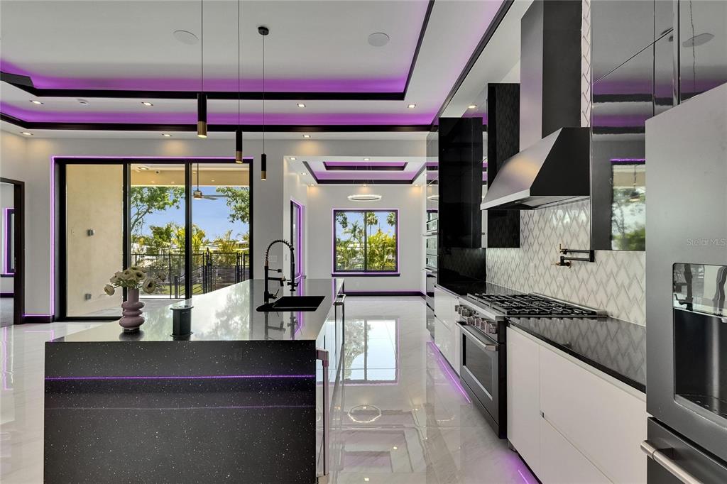 6532 Simone Shores Circle Apollo Beach, FL 33572 - Photo 38 of 86 a kitchen with stainless steel appliances granite countertop a stove a sink and a cabinets