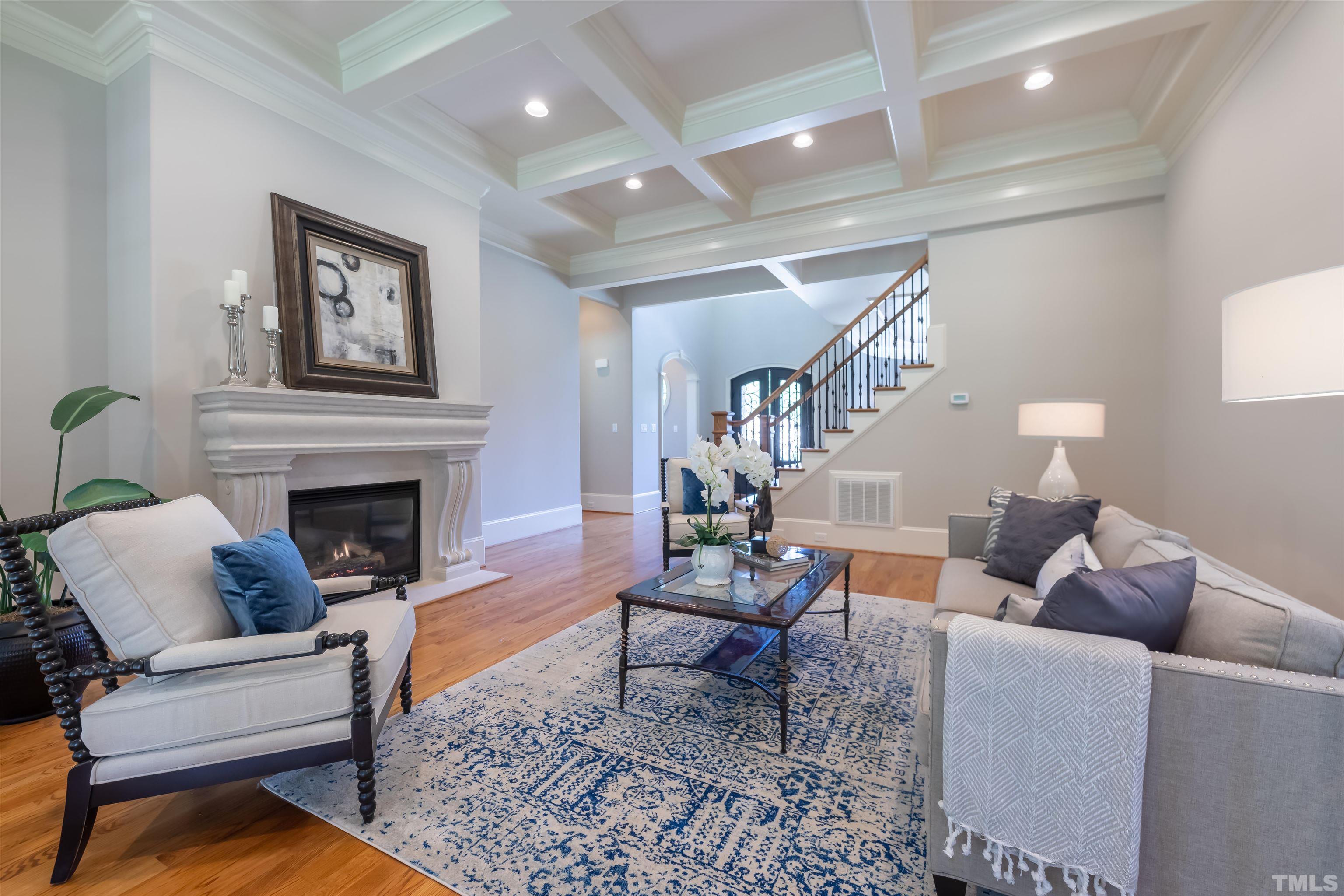 9805 Najma Street Raleigh, NC 27613 - Photo 10 of 29 a living room with furniture and a fireplace