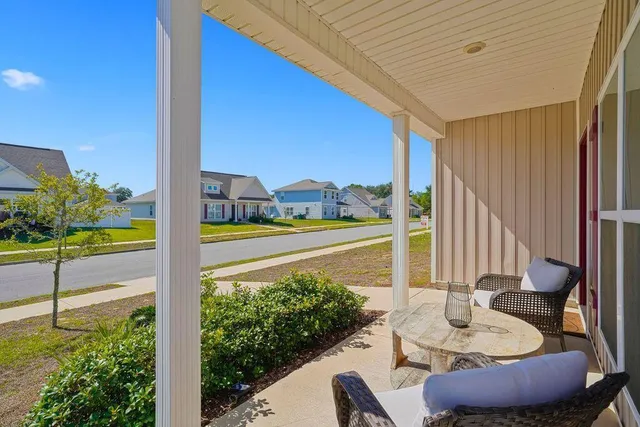 a outdoor space with furniture