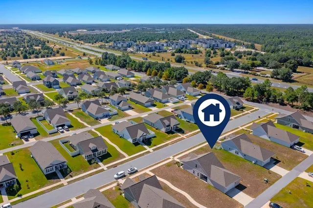 an aerial view of a city