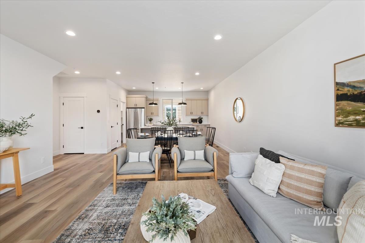 1725 South Rock View Lane, Unit 34 Boise, ID 83705 - Photo 10 of 31 Living area featuring recessed lighting and light wood-style flooring