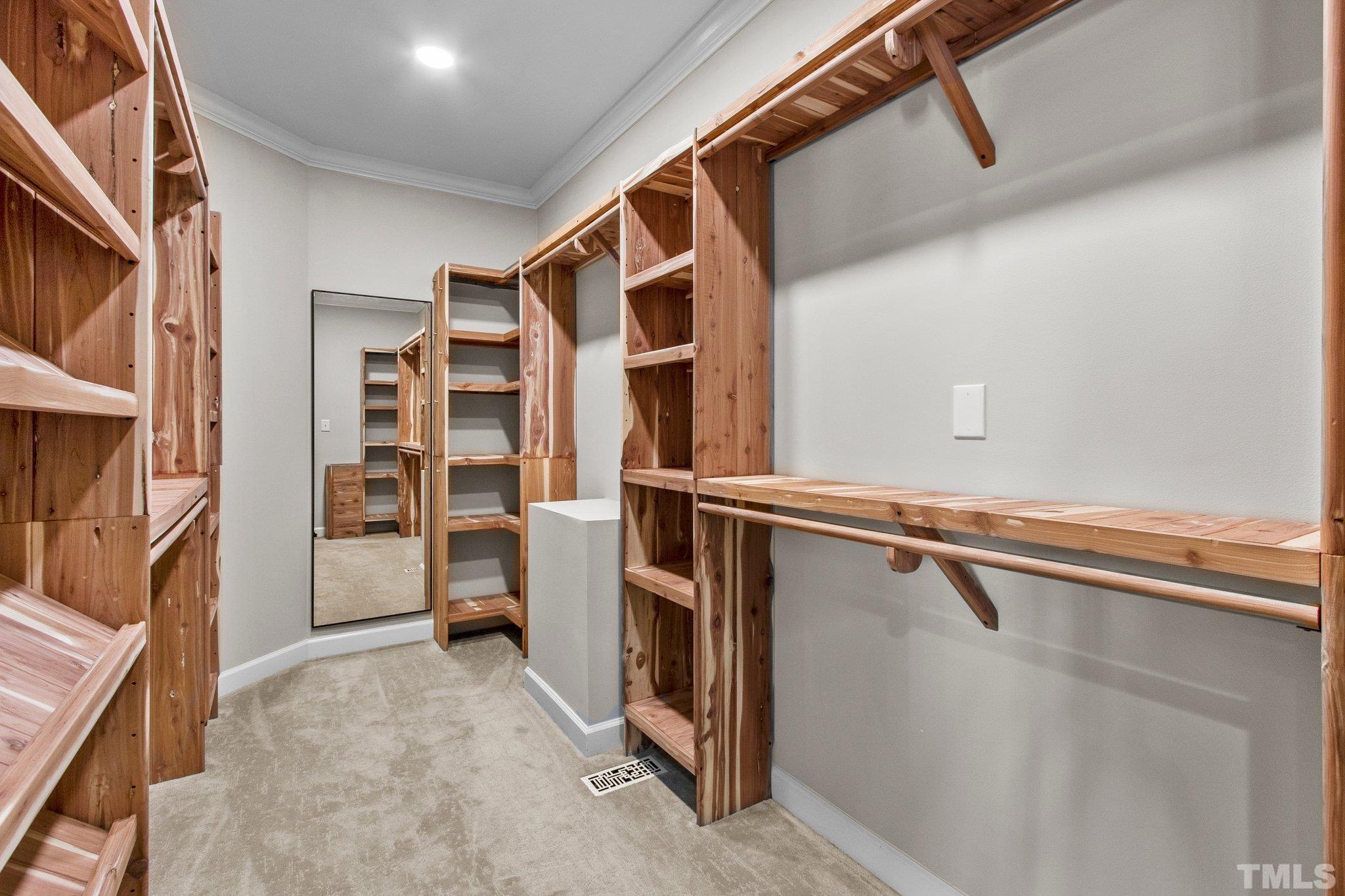 8737 Castleberry Road Apex, NC 27523 - Photo 53 of 99 a view of walk in closet with clothes and shoes