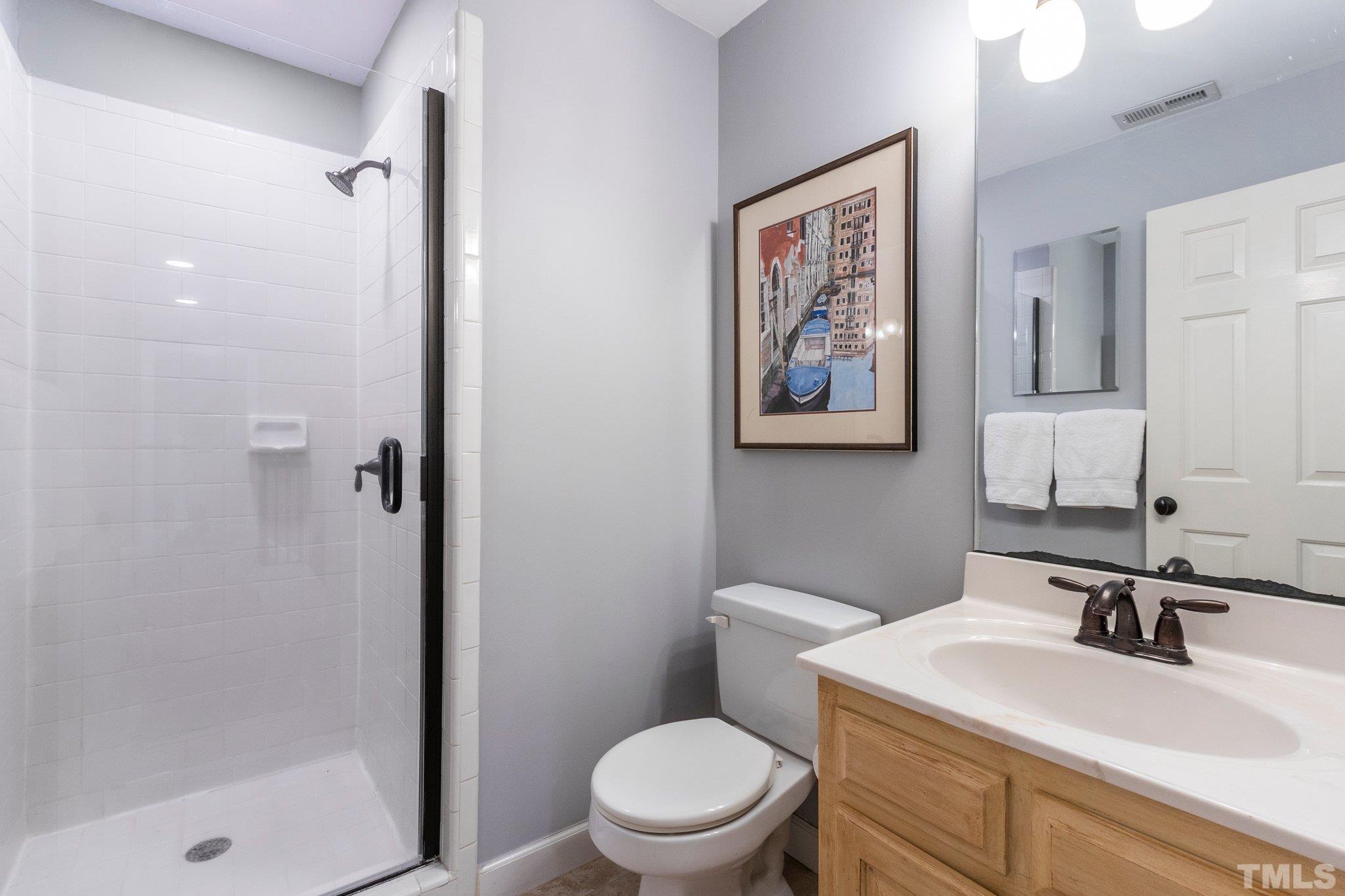 8737 Castleberry Road Apex, NC 27523 - Photo 61 of 99 a bathroom with a toilet a sink and a mirror