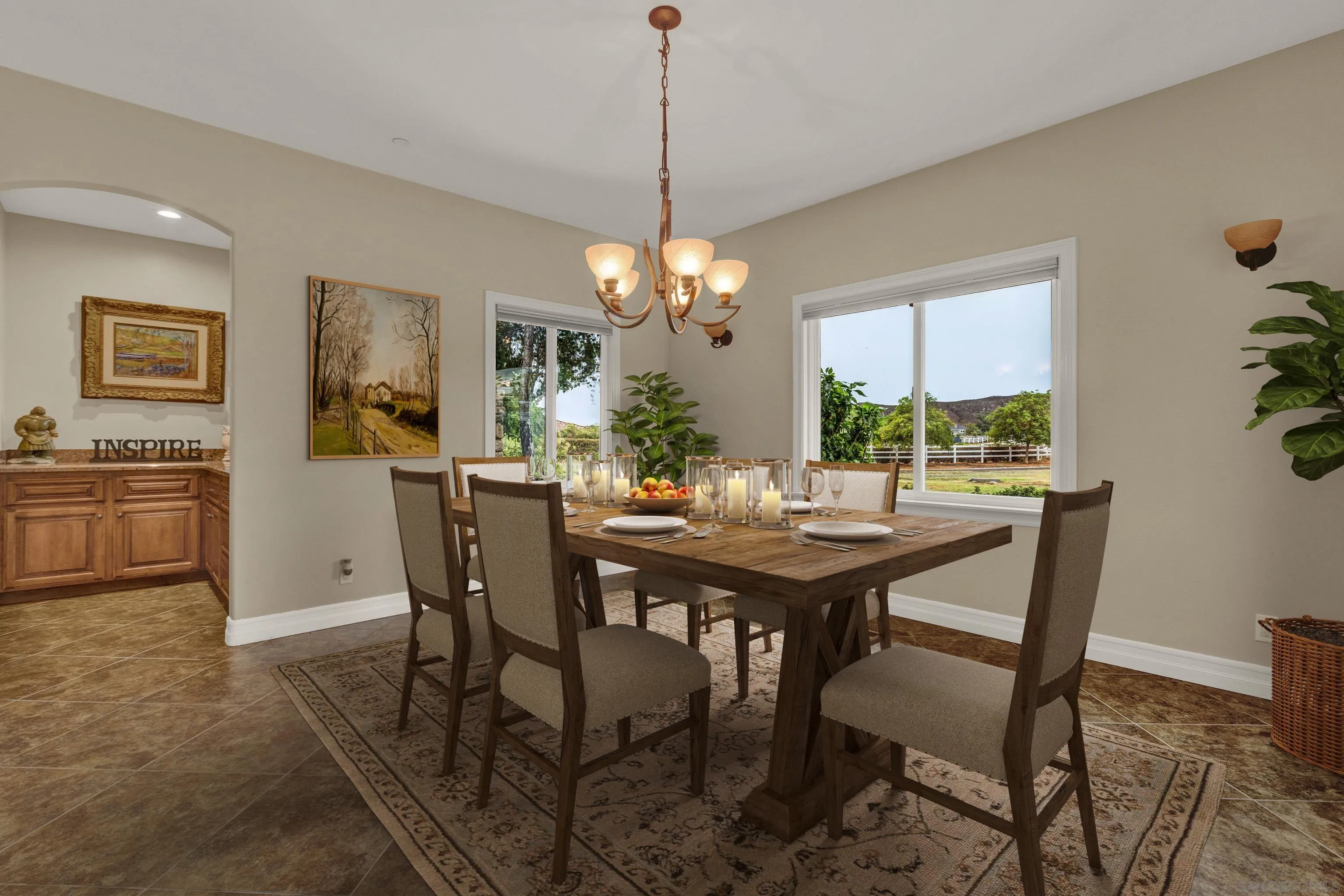 940 Heritage Ranch Road Ramona, CA 92065 - Photo 7 of 26 a view of a dining room with furniture window and wooden floor