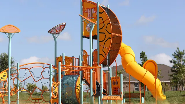 an aerial view of a house with swimming pool