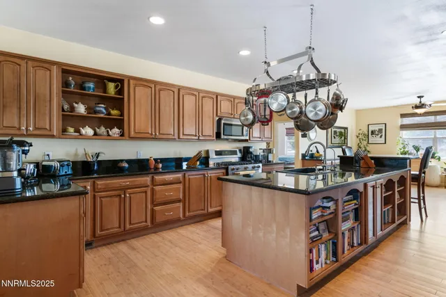 a kitchen with lots of counter top space