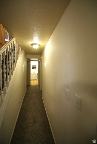 1612 East 450 South Springville, UT 84663 - Photo 39 of 48 Carpeted hallway with painted walls and a flush-mount ceiling light fixture