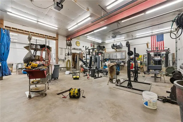 a view of a room with gym equipment
