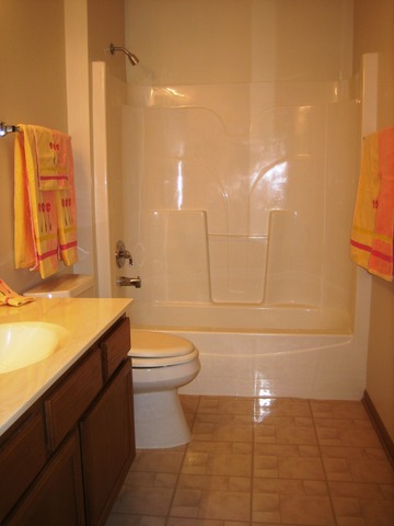 881 Swift Road, Unit 206 Addison, IL 60101 - Photo 10 of 13 a bathroom with a granite countertop sink a toilet and shower