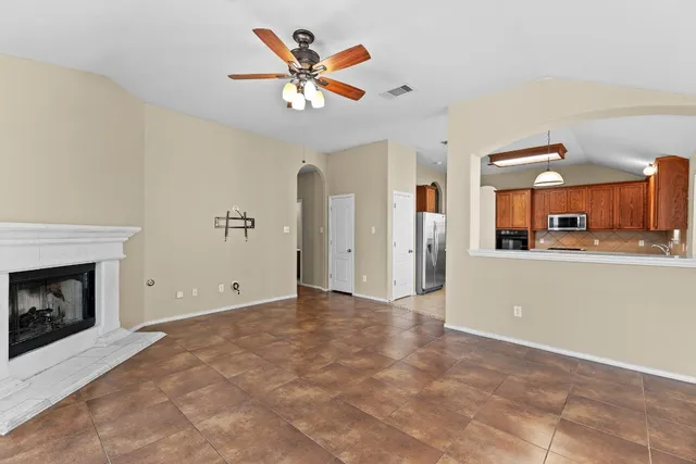 a view of a livingroom with a fireplace