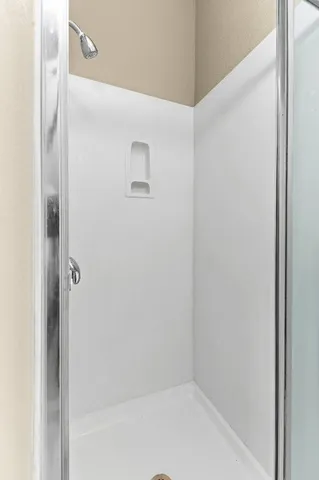 a bathroom with a bathtub