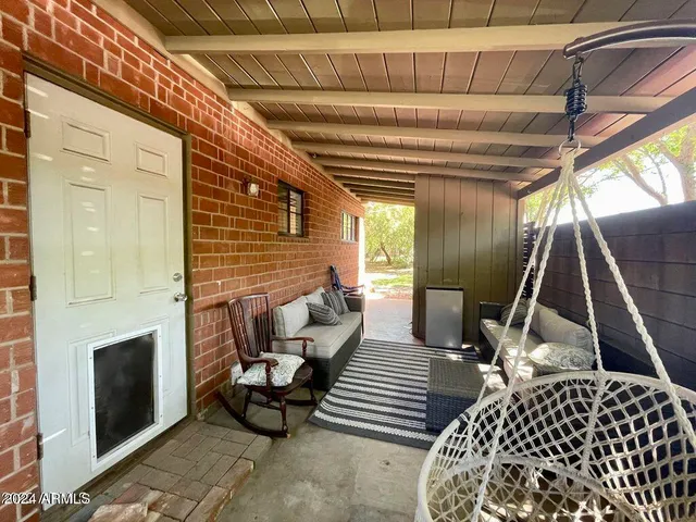 a bedroom with furniture