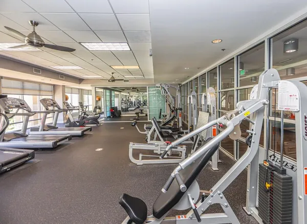 a view of a room with gym equipment