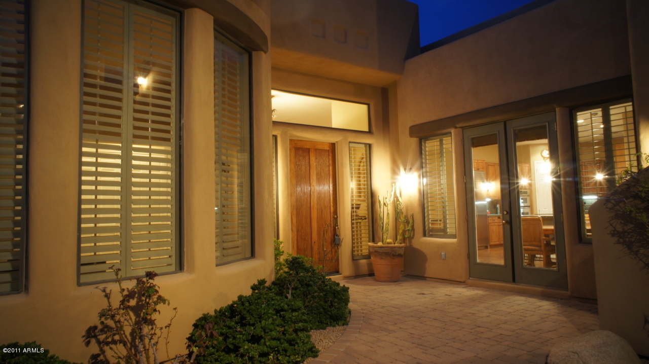 8138 East Wing Shadow Road Scottsdale, AZ 85255 - Photo 32 of 35 Entrance at night