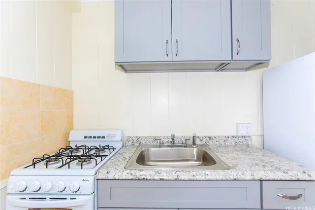a kitchen with a sink and cabinets