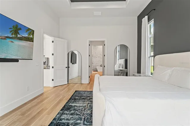 a bathroom with sink and mirror