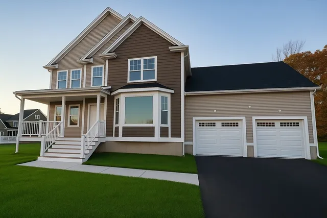 a front view of a house with a yard