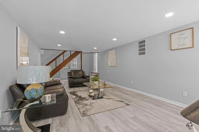 a living room with furniture