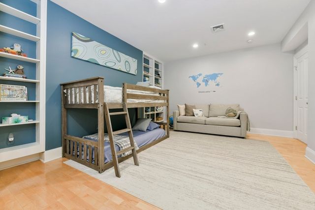 a front view of a multi story building