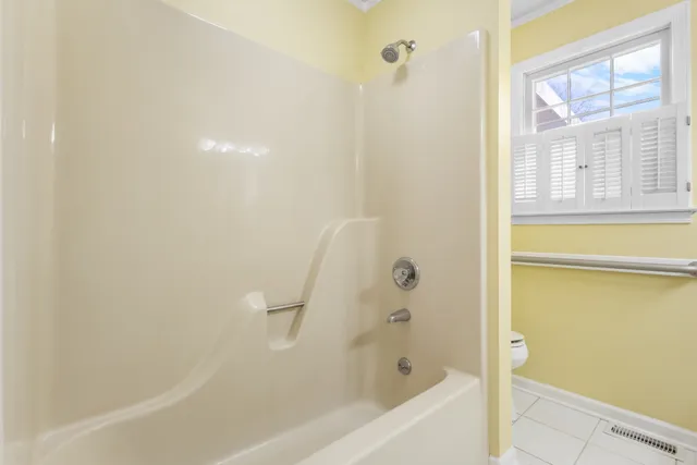 a bathroom with a bathtub