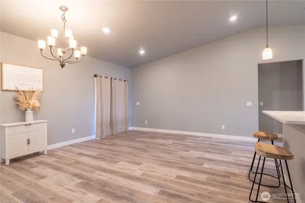 a view of a livingroom with a chandelier