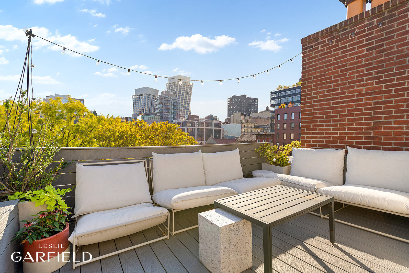 485 West 22nd Street Manhattan, NY 10011 - Photo 14 of 20 a roof deck with couches and potted plants