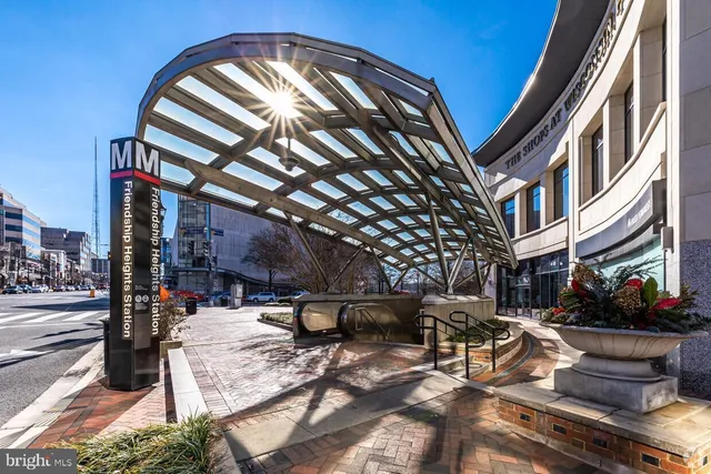 a front view of a building with street