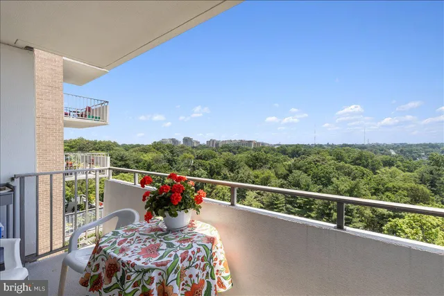 a view of a city from a balcony
