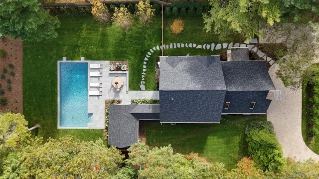 an aerial view of a house