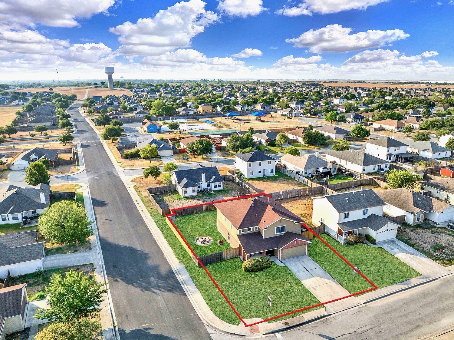 113 Endeavour Kyle, TX 78640 - Photo 2 of 38 Aerial view showing corner lot near amenity center