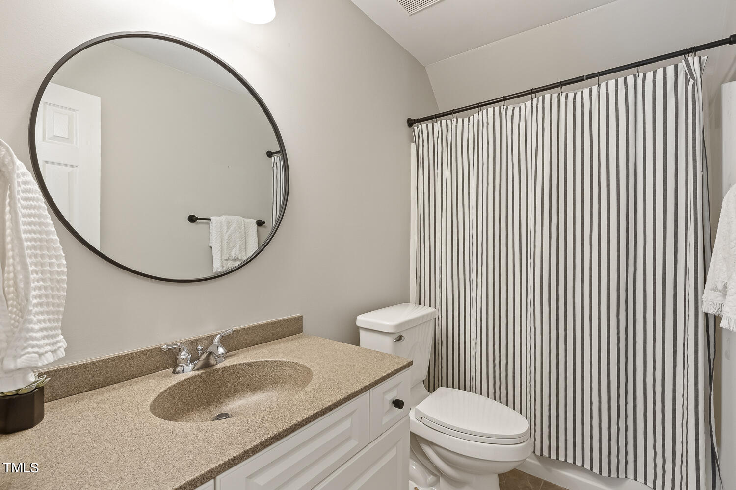 6409 Nowell Pointe Drive Raleigh, NC 27607 - Photo 24 of 29 a bathroom with a sink a toilet and a mirror