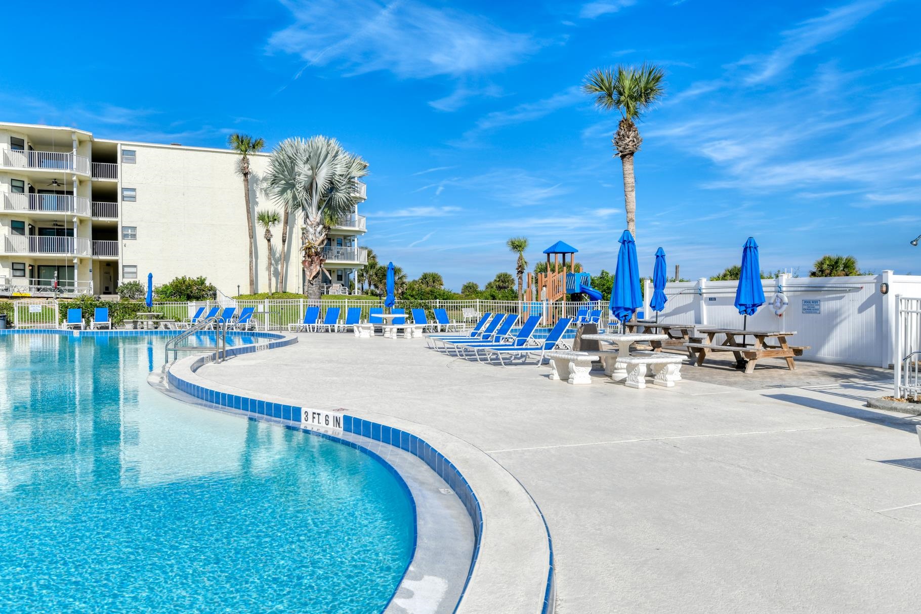 4670 A1A South, Unit 1402 St. Augustine, FL 32080 - Photo 30 of 47 a view of swimming pool with outdoor seating