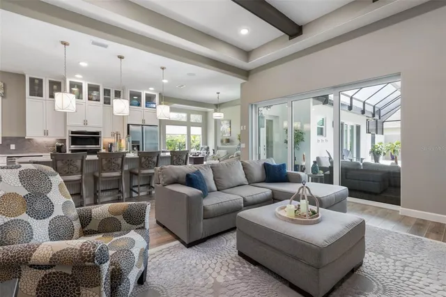 a bedroom with a bed and a mirror