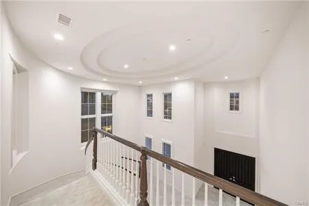a view of a hallway with workspace