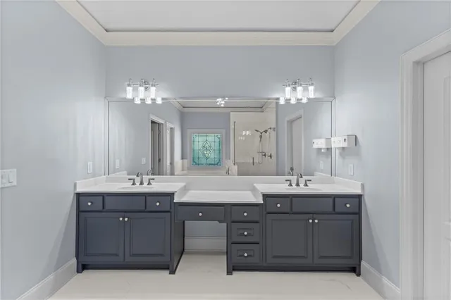 a bathroom with a shower and toilet