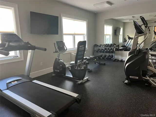 a room with gym equipment