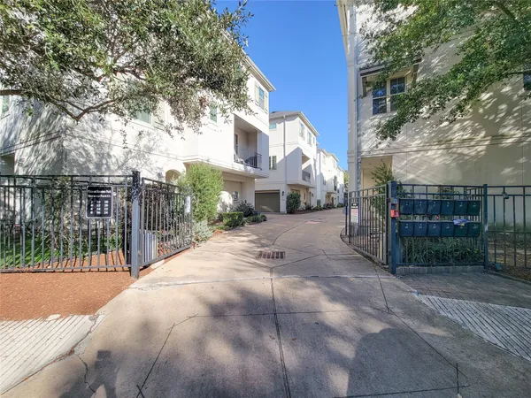 a view of street with patio
