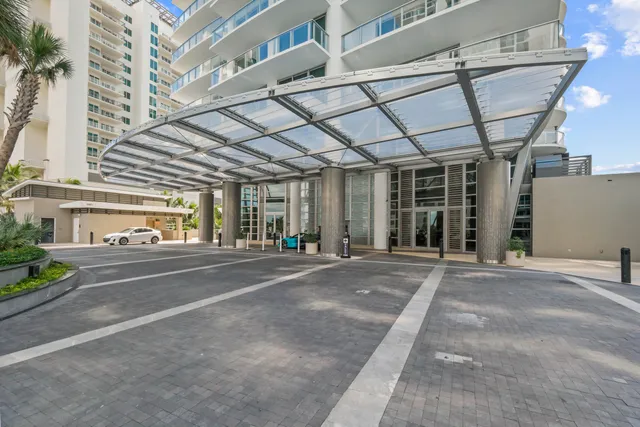 a view of a building from a window