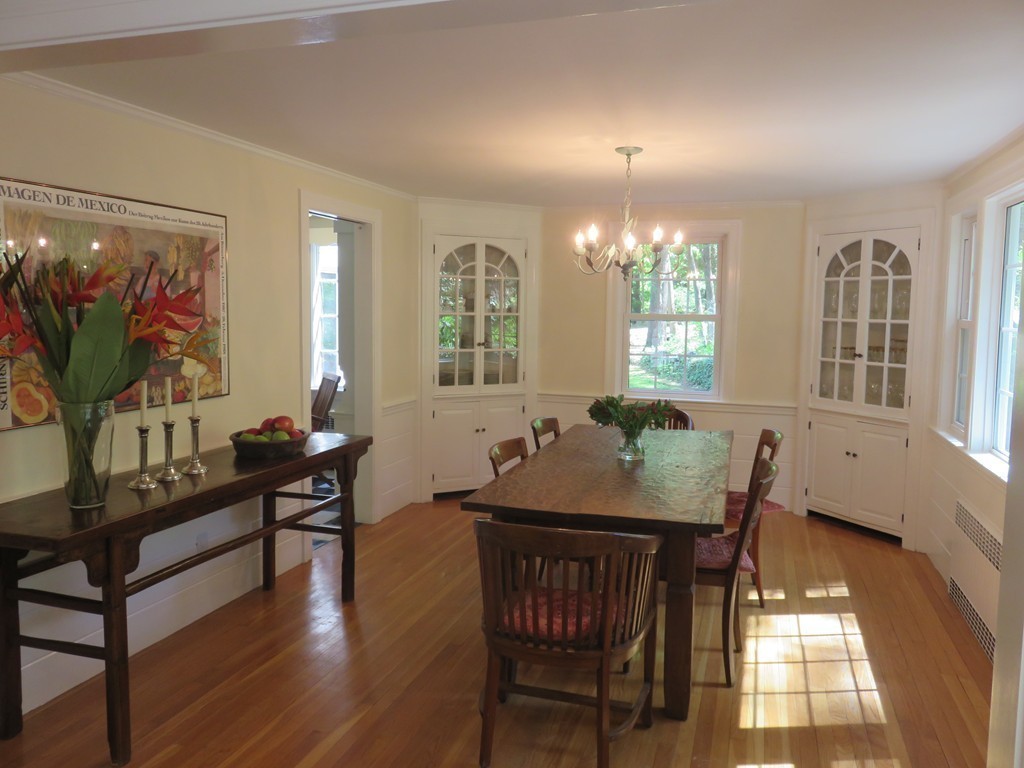52 Montvale Road Weston, MA 02493 - Photo 10 of 30 a view of a a dining room with furniture window and wooden floor