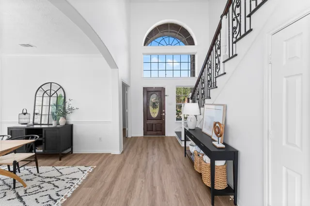 a view of room with hardwood floor