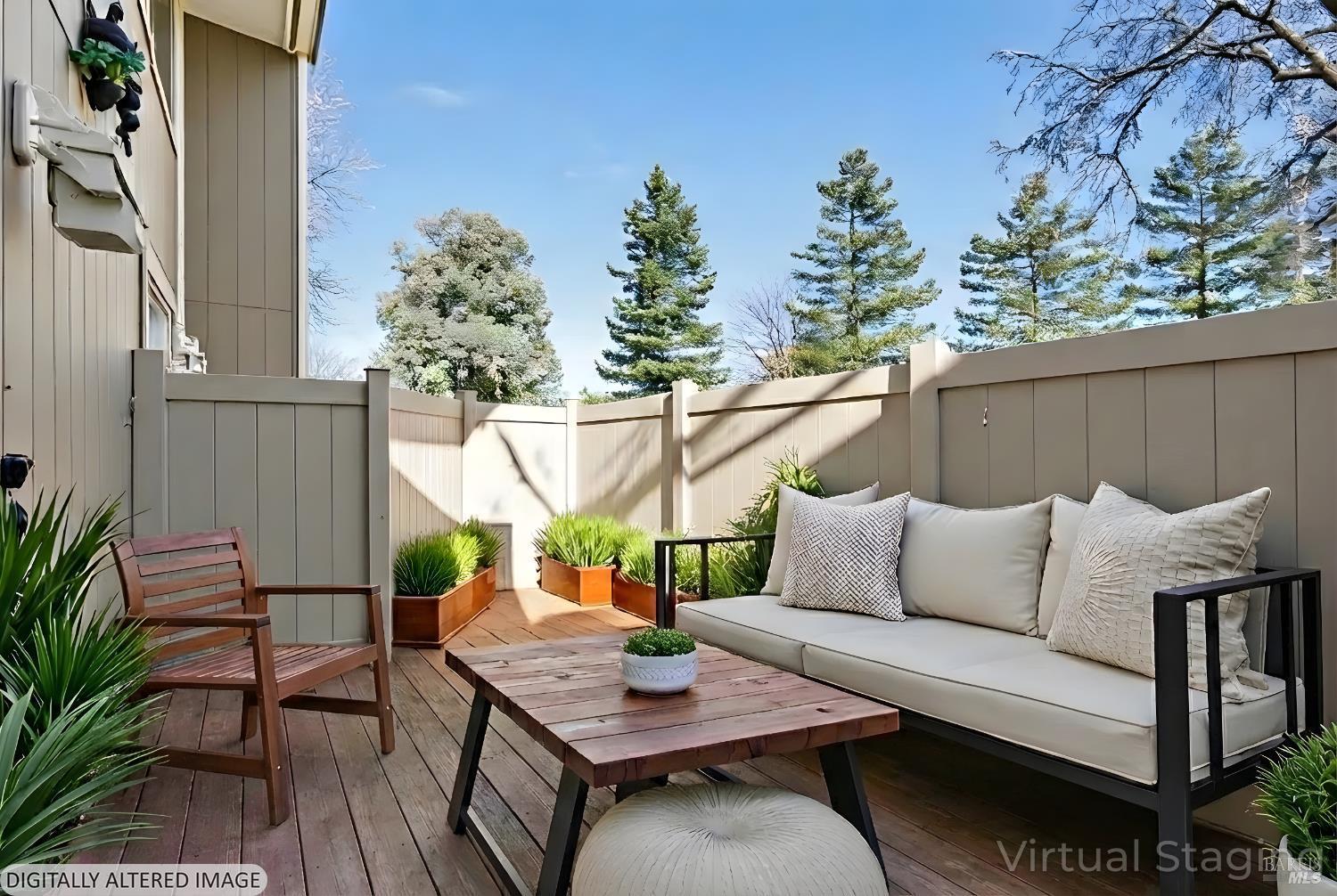 2123 West Steele Lane Santa Rosa, CA 95403 - Photo 4 of 27 Private fenced patio bathed in morning light—the perfect spot for your morning coffee